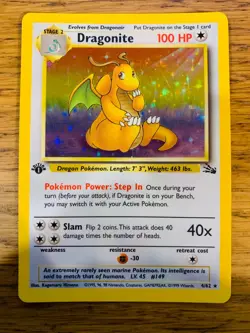 NM! 1st Edition Dragonite (4/62) Holo Fossil Set Pokemon Card! FAST & FREE P&P! - Image 1