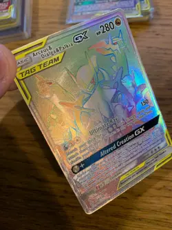 Arceus & Dialga & Palkia GX (258/236) Cosmic Eclipse Secret Rainbow Pokemon Card - Image 3