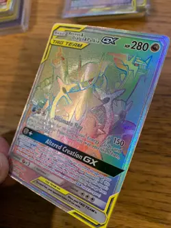 Arceus & Dialga & Palkia GX (258/236) Cosmic Eclipse Secret Rainbow Pokemon Card - Image 4