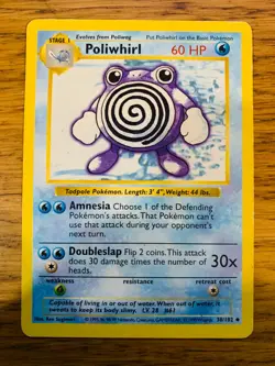 MP! Shadowless Poliwhirl (38/102) Base Set Rare Pokemon Card! FAST P&P! - Image 1