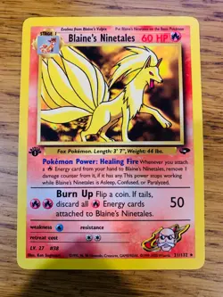 1st Edition Blaine's Ninetales (21/132) Rare Gym Challenge Set Pokemon Card! - Image 1