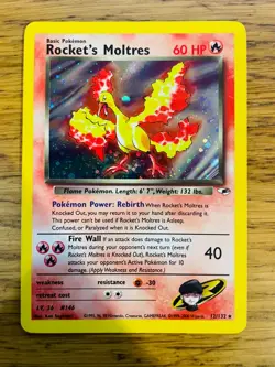 NEAR MINT! Rocket's Moltres (12/132) Holo Gym Heroes Pokemon Card! FREE P&P! - Image 1