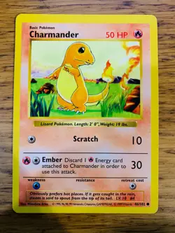 LP! Shadowless Charmander (46/102) Base Set Rare Pokemon Card! FAST P&P! - Image 1