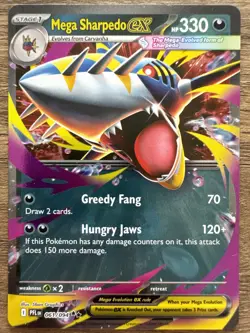 Pokemon Mega Sharpedo EX 061/094 Phantasmal Flames HOLO Card NM - Image 1