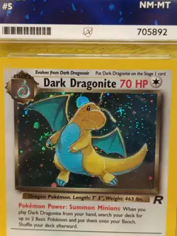Pokemon Team Rocket Set 2000 Holo Dark Dragonite 5/82 Ace Graded 8 NM-MT Swirl - Image 2