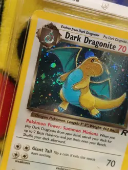 Pokemon Team Rocket Set 2000 Holo Dark Dragonite 5/82 Ace Graded 8 NM-MT Swirl - Image 3