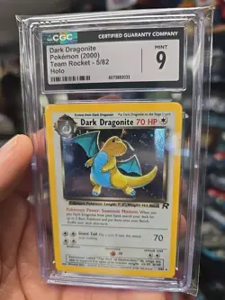 CGC 9 Dark Dragonite Team Rocket 5/82 Holo SWIRL Graded Pokemon Card - Image 3