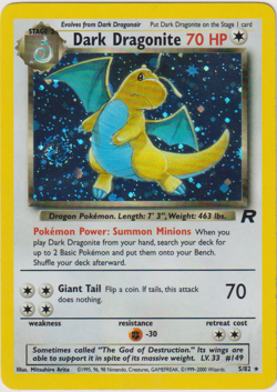 Pokemon Dark Dragonite 5/82 Holo with Swirl Team Rocket Unlimited WOTC MP - Image 1