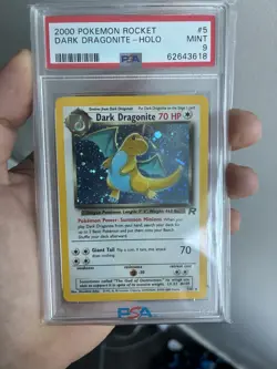 Pokemon 2000 Team Rocket Dark Dragonite Holo Rare Card 5/82 PSA 9 Mint Swirl 💫 - Image 1