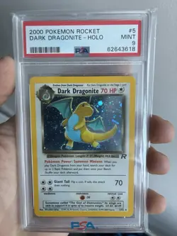 Pokemon 2000 Team Rocket Dark Dragonite Holo Rare Card 5/82 PSA 9 Mint Swirl 💫 - Image 2