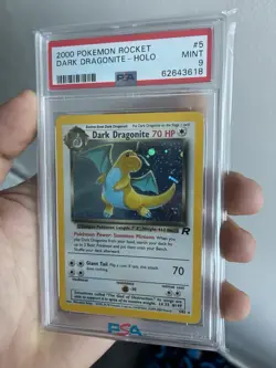 Pokemon 2000 Team Rocket Dark Dragonite Holo Rare Card 5/82 PSA 9 Mint Swirl 💫 - Image 3