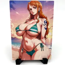 One Piece Nami Sexy Bikini Anime Waifu Girl Doujin Lewd Goddess Story Art Card - Image 1