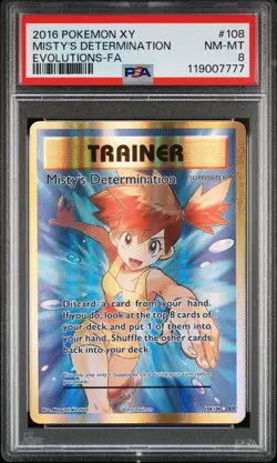 2016 POKEMON XY EVOLUTIONS #108 FULL ART/MISTY'S DETERMINATION PSA 8 - Image 1