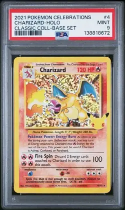 2021 Pokemon Celebrations Classic Base Set #4 Charizard Holo PSA 9 MINT 1820 - Image 1