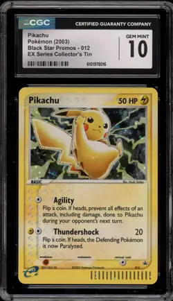 Pokemon Pikachu EX Series Collector's Tin Black Star Holo Promo #012 CGC 10 - Image 1