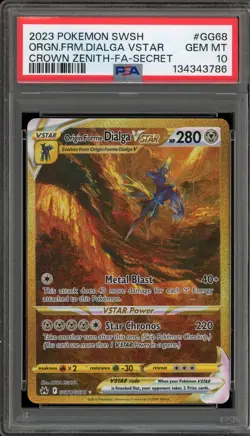 Pokemon Origin Forme Dialga VSTAR Crown Zenith Secret Rare Full Art #GG68 PSA 10 - Image 1