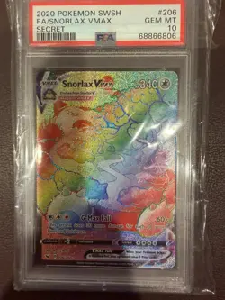 2020 Pokemon SWSH Snorlax VMAX Secret Rainbow 206/202 PSA 10 - Image 1