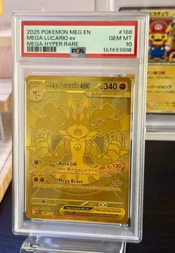 PSA 10 GEM MINT Pokemon Mega Lucario EX Gold Card 188/132 Mega Evolution 🌟 - Image 1