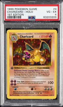 1999 POKEMON BASE SET 1ST EDITION #4 CHARIZARD-HOLO PSA 4 - Image 1