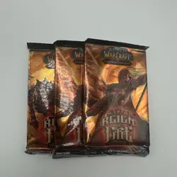 🔥World Of Warcraft Reign Of Fire 3 pack lot Booster Pack WoW TCG TIGER MOUNT🔥 - Image 1