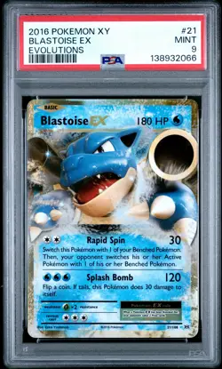 2016 POKEMON XY EVOLUTIONS #21 BLASTOISE EX PSA 9 - Image 1
