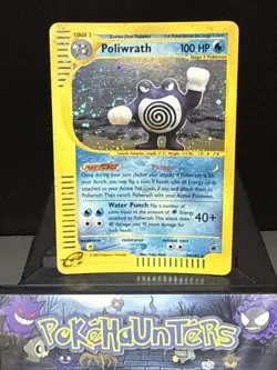 Pokemon Card Poliwrath 24/165 Expedition Base Set Holo Rare Swirl Played - Image 1