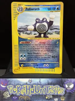 Pokemon Card Poliwrath 24/165 Expedition Base Set Reverse Holo Rare Played - Image 1