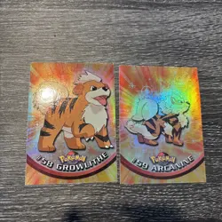 Pokemon Cards: 1999 Topps #58 & 59 Growlithe & Arcanine Holo Cards - Image 1