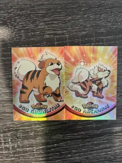 Pokemon Cards: 1999 Topps #58 & 59 Growlithe & Arcanine Holo Cards - Image 2