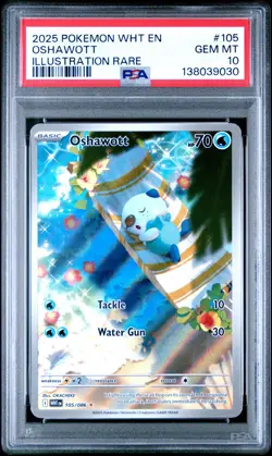 2025 POKEMON WHT EN-WHITE FLARE ILLUSTRATION RARE #105 OSHAWOTT PSA 10 - Image 1