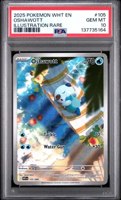 2025 Pokemon White Flare WHT En Oshawott Illustration Rare #105 PSA 10 Gem Mint - Image 1