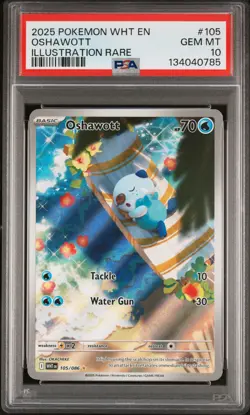 2025 POKEMON WHT EN-WHITE FLARE ILLUSTRATION RARE #105 OSHAWOTT PSA 10 - Image 1