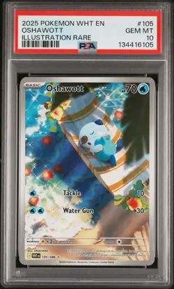 2025 POKEMON WHT EN-WHITE FLARE ILLUSTRATION RARE #105 OSHAWOTT PSA 10 - Image 1