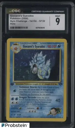 2000 Pokemon TCG Gym Challenge 1st Edition #5/132 Giovanni's Gyarados Holo CGC 9 - Image 1
