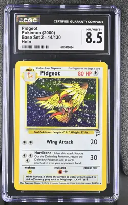 CGC 8.5 Pidgeot 2000 Base Set 2 14/130 Holo SWIRL Pokemon Card - Image 1