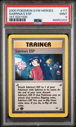 2000 POKEMON GYM HEROES SABRINA'S ESP GYM 1ST EDITION #117 PSA MINT 9 - Image 1