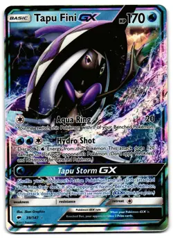 Tapu Fini GX 39/147 - Burning Shadows Rare GX Pokemon TCG Holo - M/LP Card - Image 1