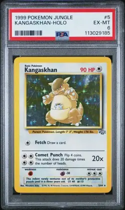 1999 Nintendo Pokemon Game KANGASKHAN Jungle Holo #5/64 PSA 6 - Image 1