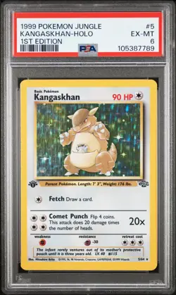 1999 Pokemon Jungle 1st Edition Kangaskhan Holo #5 PSA 6 - Image 1