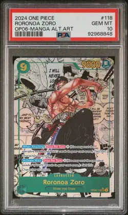 Roronoa Zoro Manga English PSA 10 OP-06 Wings of the Captain One piece TCG - Image 1