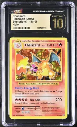 2016 Pokemon XY Evolutions Charizard #11 Holo CGC 10 PRISTINE POP 6! - Image 1