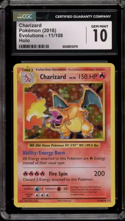 Pokemon Charizard XY Evolutions Holo Rare #11 CGC 10 Gem Mint - Image 1