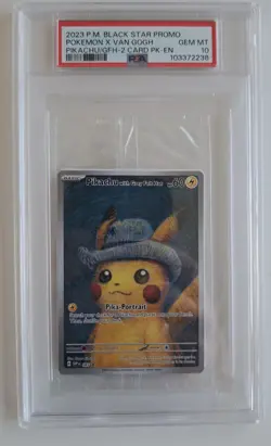 PSA 10 Pikachu x Van Gogh Grey Felt Hat Sealed Promo SVP 085 Pokemon Card Game - Image 1