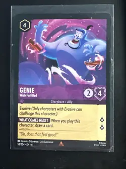Disney Lorcana TCG Azurite Sea Genie Wish Fulfilled 53/204 Rare Nonfoil Card NM- - Image 1