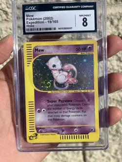 CGC 8 Mew 2002 Expedition 19/165 Holo Pokemon Card Swirl - Image 1