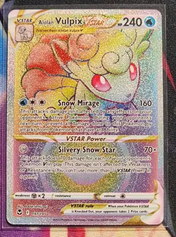 Pokemon TCG Alolan Vulpix VSTAR Silver Tempest Holo Card 197/195 Secret Rare - Image 1