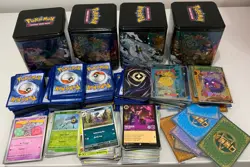 Pokemon trading cards over 500 with 4 collectors tins - Image 1