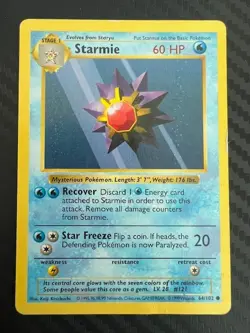 Pokemon TCG Starmie Base Set 64/102 Regular Shadowless Common DMG - Image 1