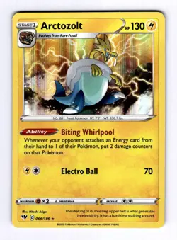 Arctozolt SWSH03: Darkness Ablaze #066 (2020) Holo NM Pokemon - Image 1