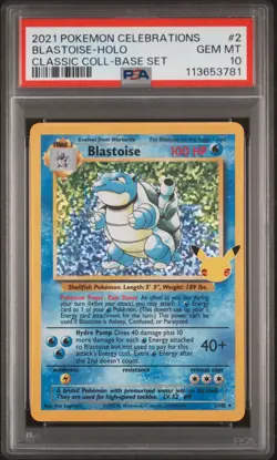 Blastoise Holo 2 Celebrations Classic Collection Pokemon PSA 10 *781 - Image 1